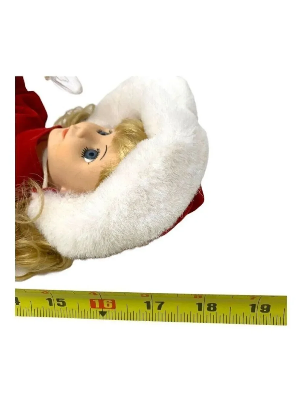 Vintage Blonde Christmas Caroler Doll READ Red Velvet White Faux Fur Holiday